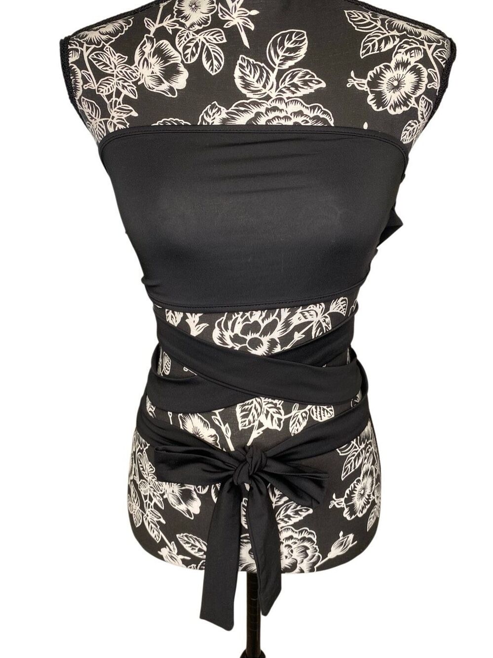 Shein Black Wrap Tie Bandeau Crop Top Festival Cutout Strapless Going Out Club